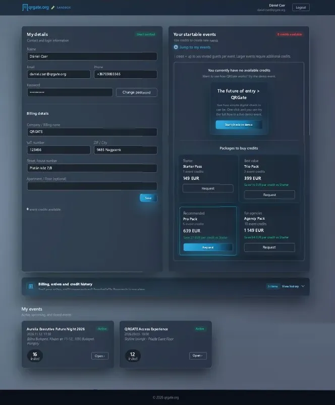 Dashboard dell’evento in tempo reale